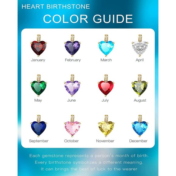 Genuine Birthstone Necklace for Girls Women, Heart Love Necklace for Twe… - Picture 10 of 16